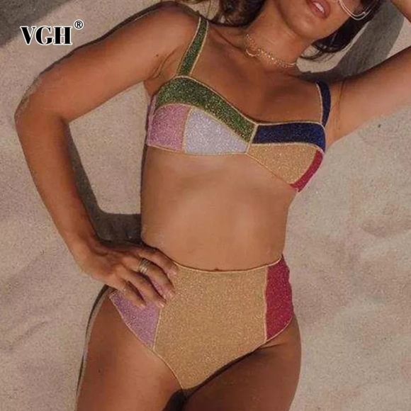 New High waisted color block swimsuit - Picture 2 of 2